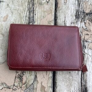 Italian Leather Wallet Dark Red, many compartments, functional, nice condition